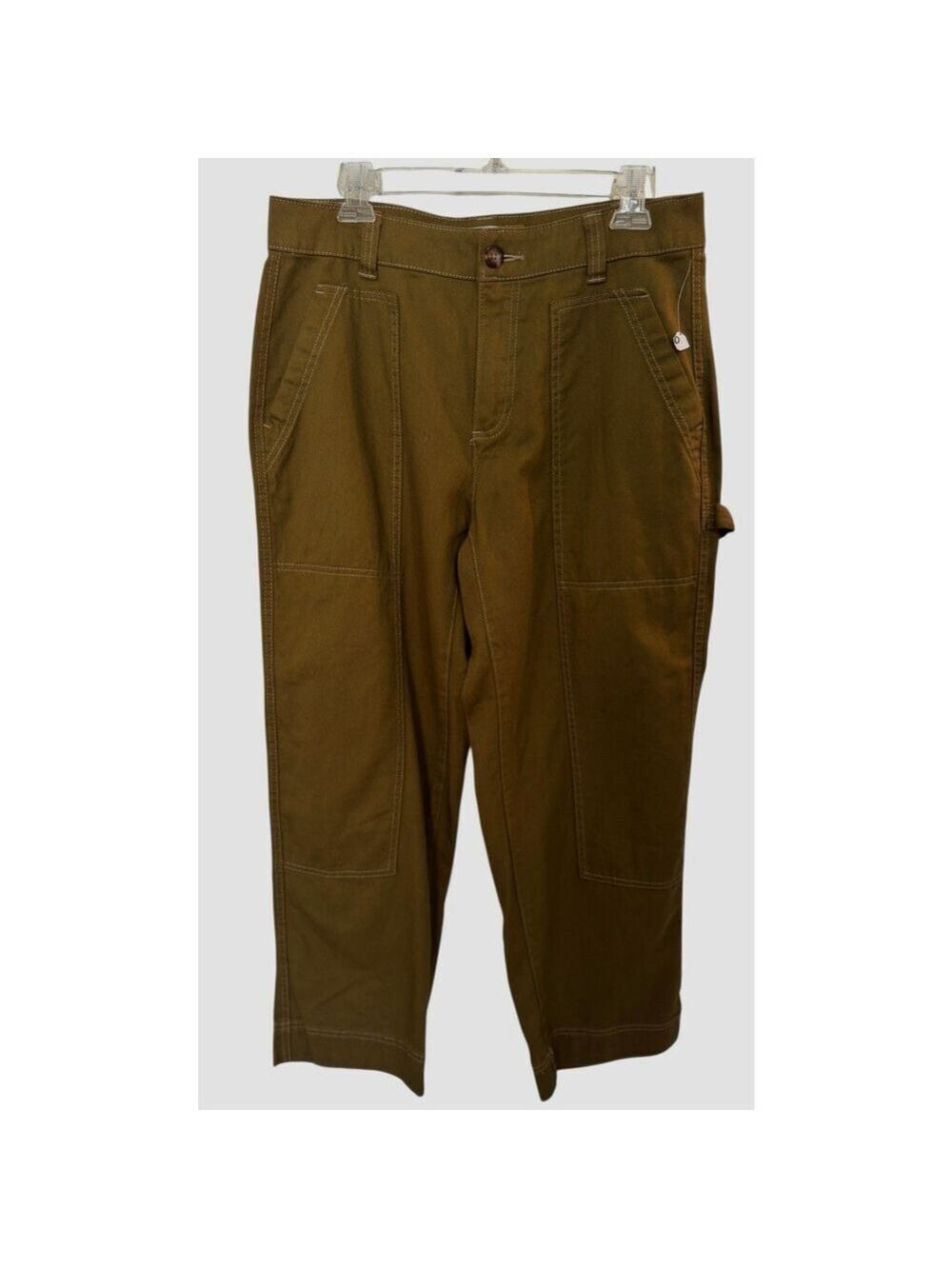 NWT Old Navy High Rise Straight Leg Utility Pants Satin Moss Green W's 10P